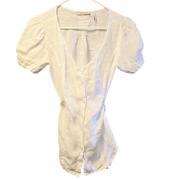 Guess Jeans white linen button up shirt size small nwot - Picture 1 of 6